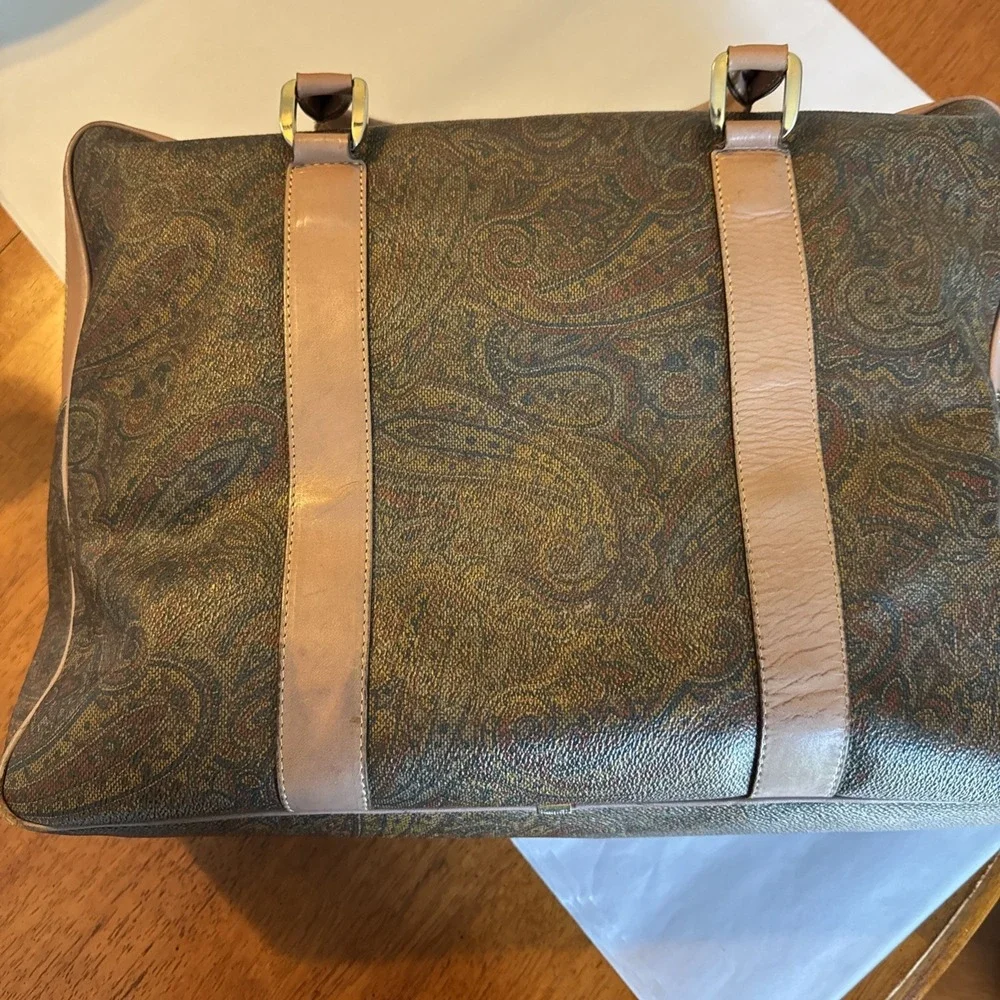 I Santi Milano Paisley Vintage Leather Purse Bag Inc COA Appraisal made in Italy
